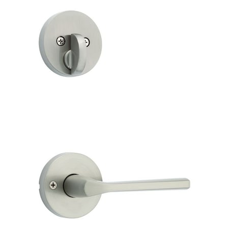 Kwikset Single Cylinder Interior Lisbon Lever Trim with Round Rose New Chassis Satin Nickel Finish 971LSLRDT-15